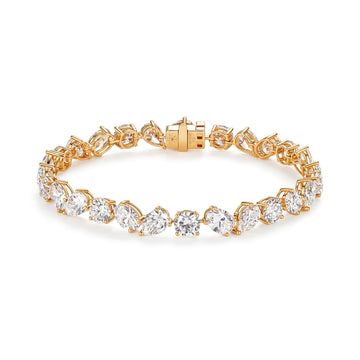 15CT Lab Grown Diamond Mixed Shape Tennis Bracelet 14K Yellow Gold