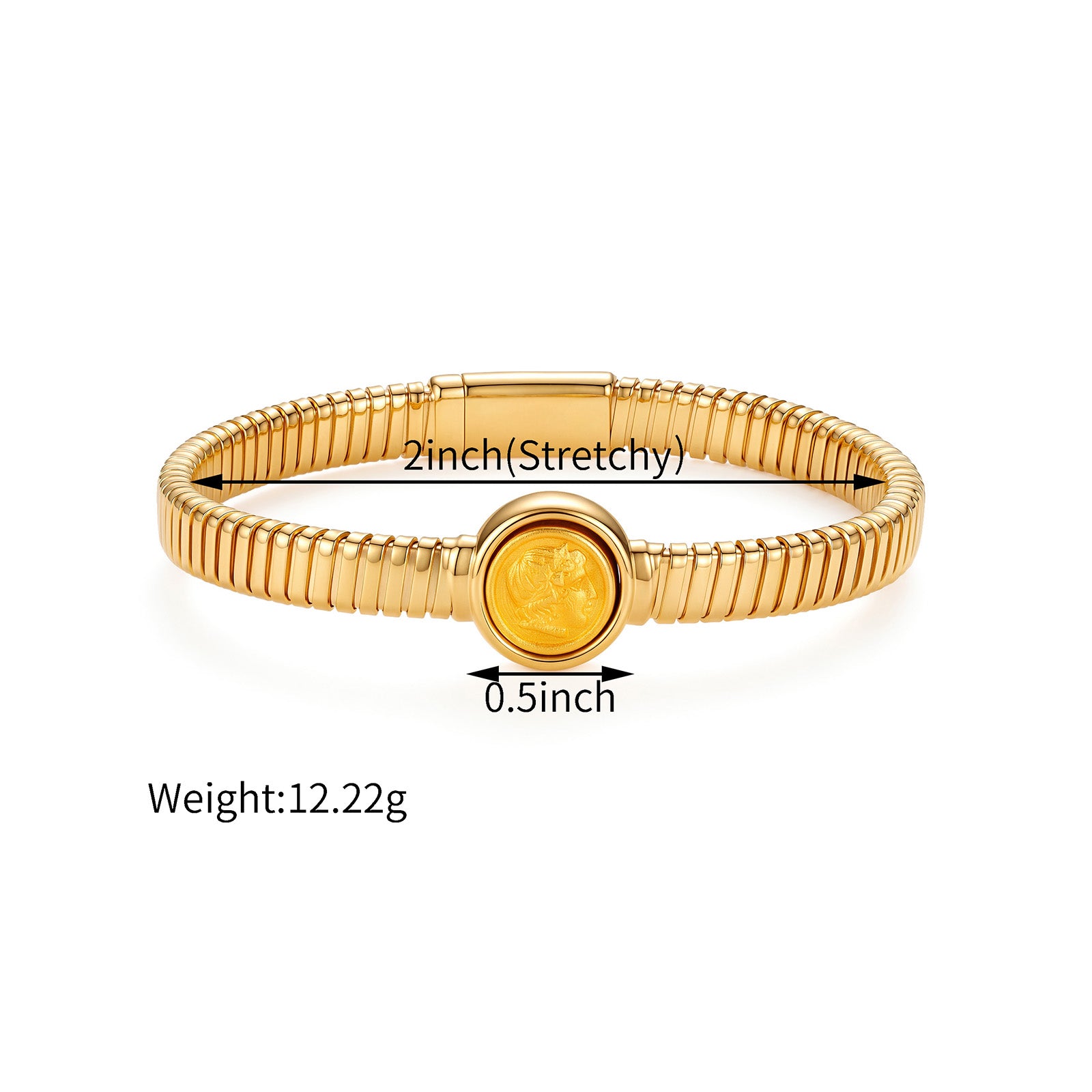 K18 Italian Vintage Coin Flex Bracelet