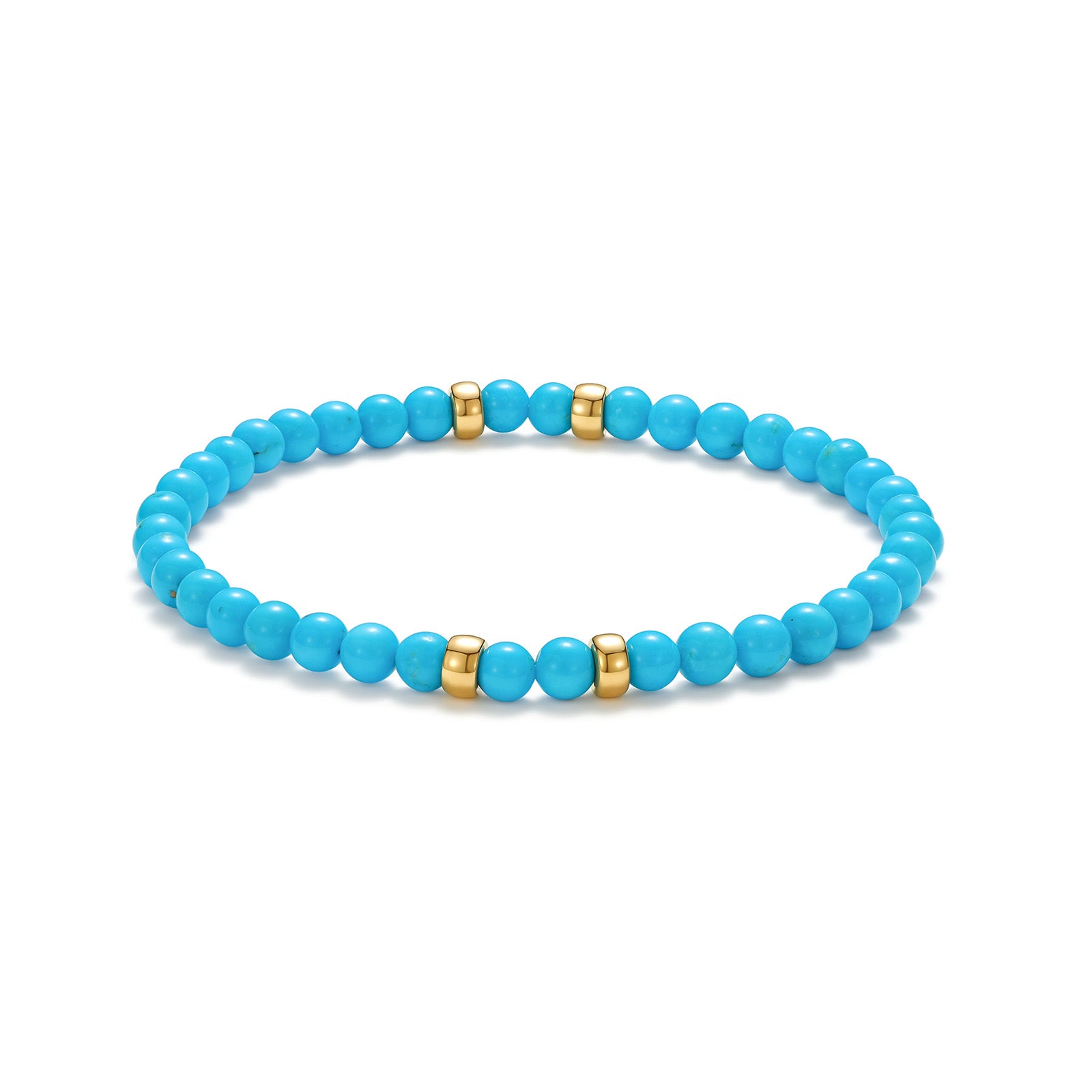 4mm Natural Sleeping Beauty Vivid Blue Turquoise Round Bead Bracelet