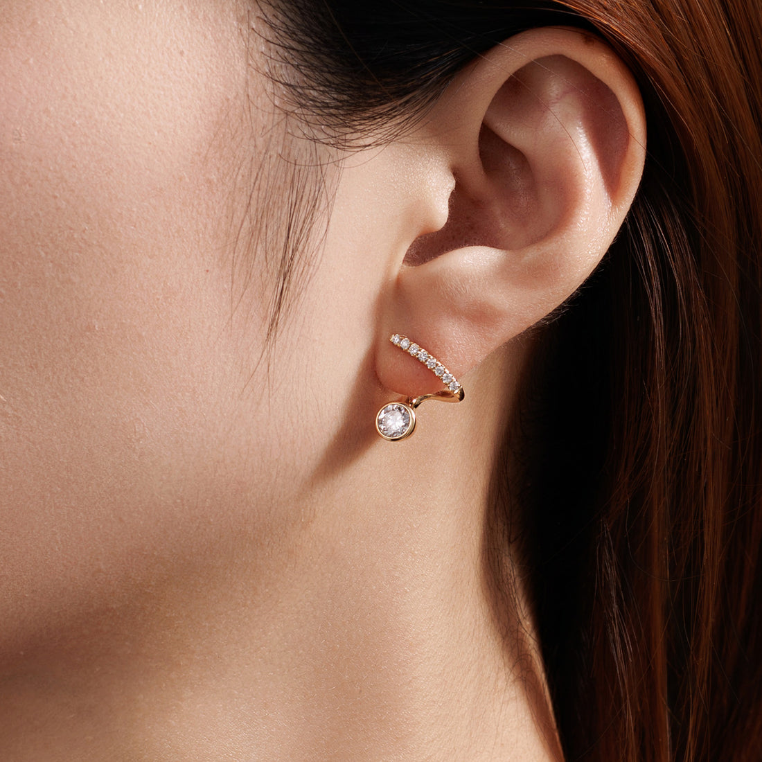 1.28CT Twist Curve Lab-Grown Diamond Earrings in 14K Yellow Gold