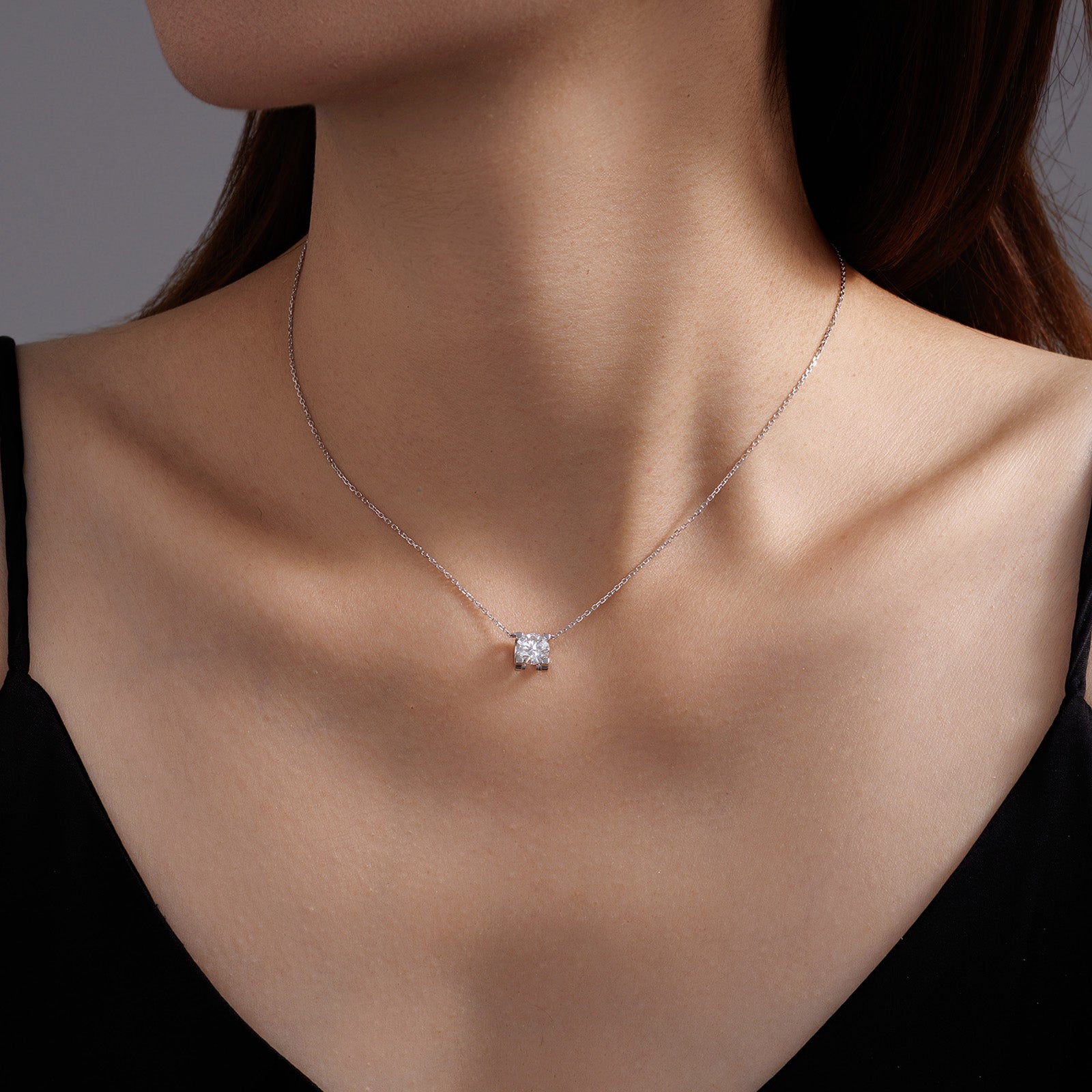 1CT Square-Set Lab-Grown Diamond Necklace