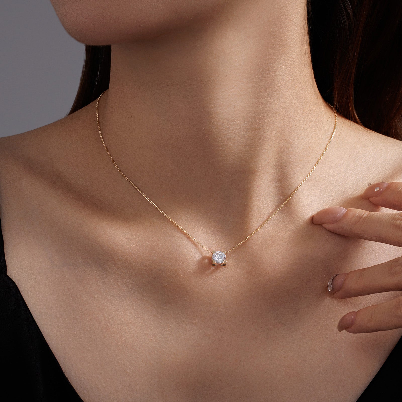 1CT Square-Set Lab-Grown Diamond Necklace