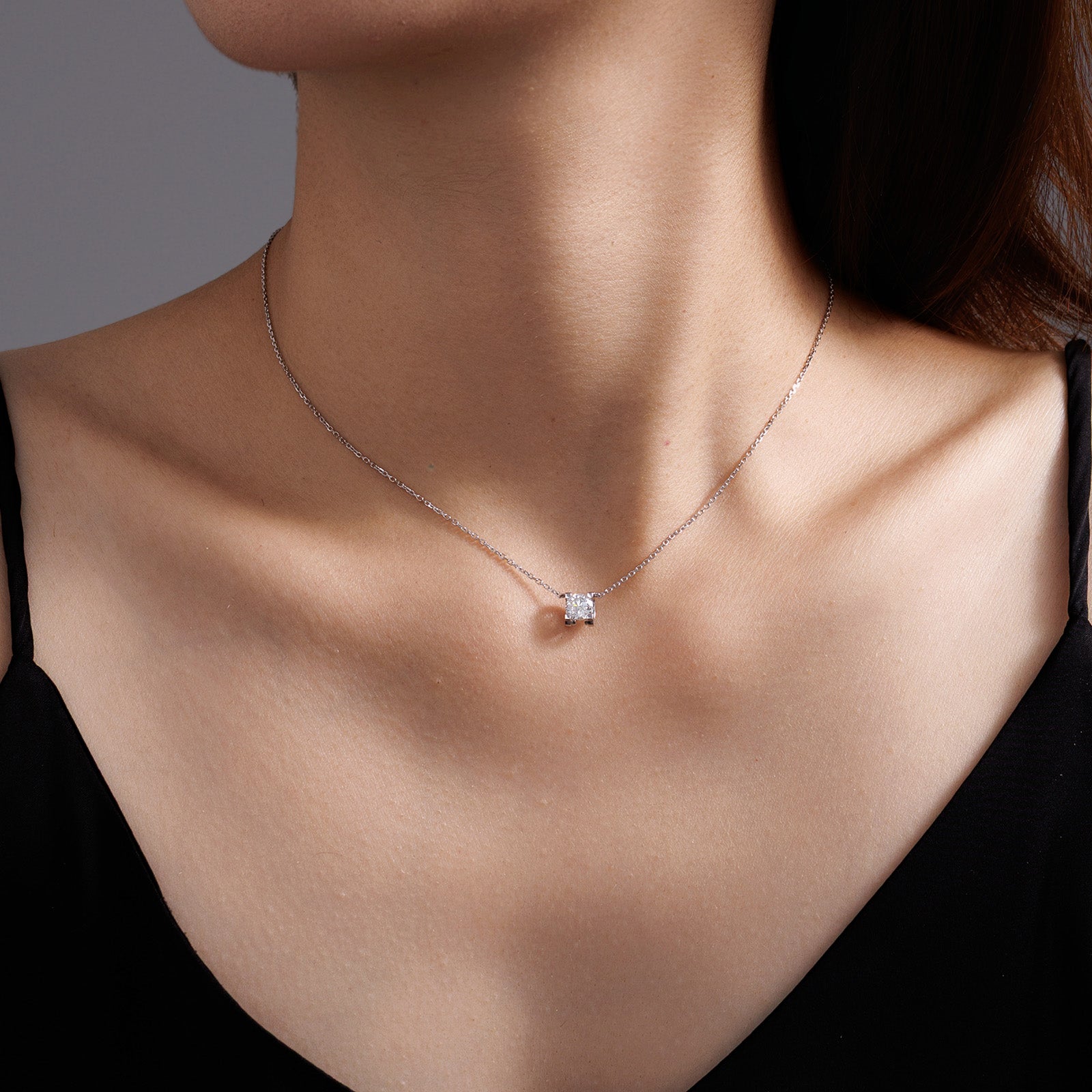 0.6CT Square-Set Lab-Grown Diamond Necklace