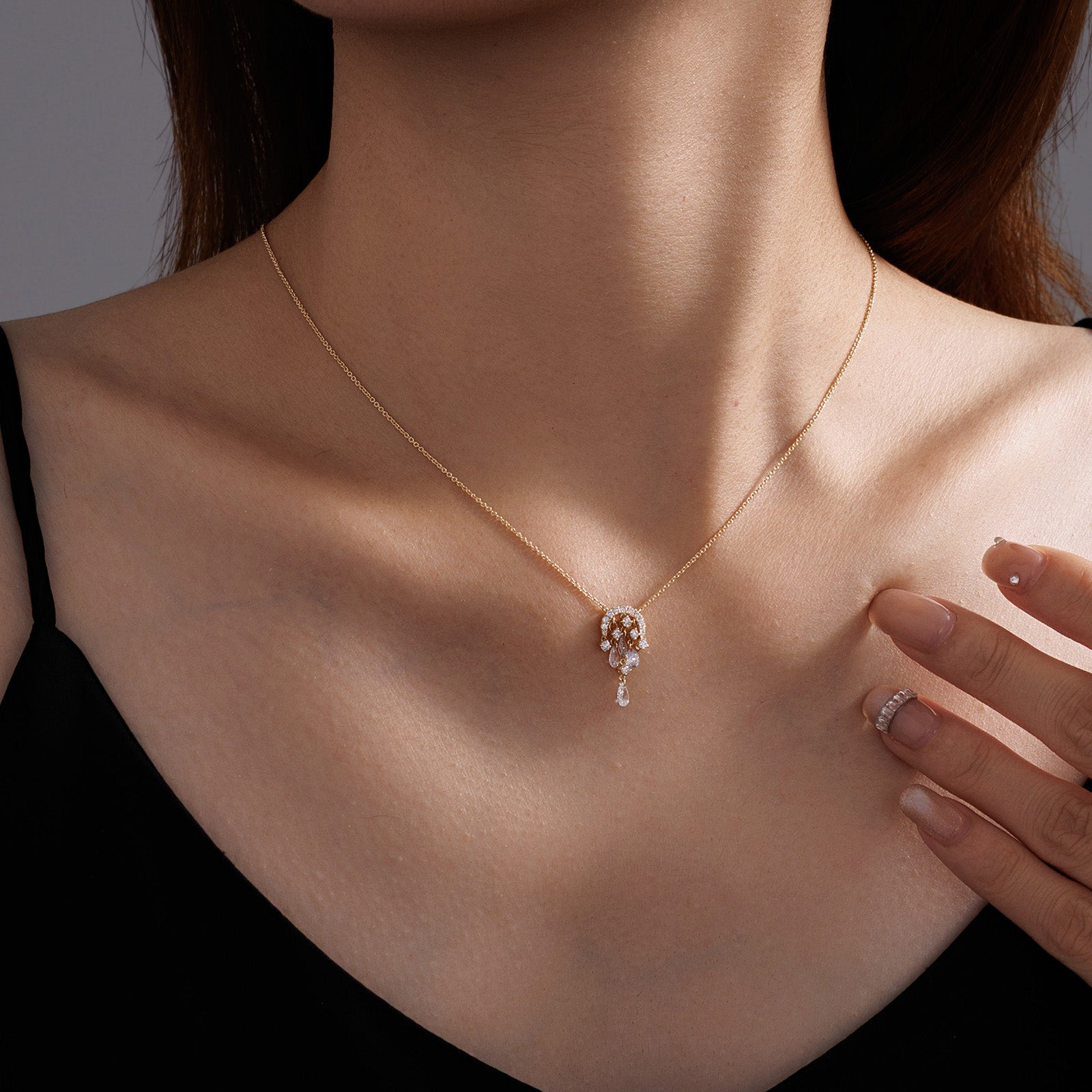 0.69CT Lab-Grown Diamond Tassel Pendant Necklace in 14K