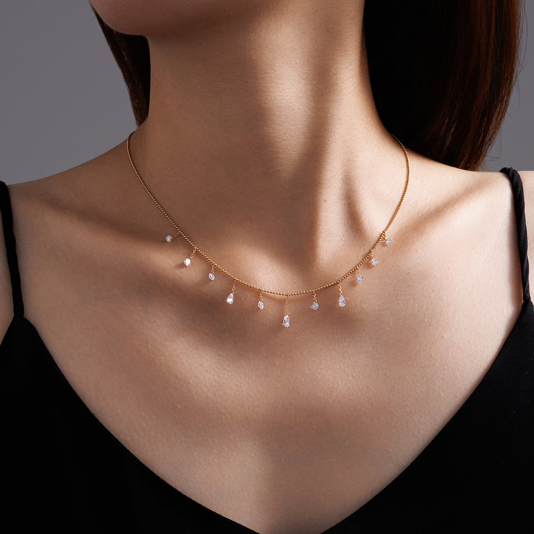 1.65CT Lab-Diamond Dangling Station Necklace 18K