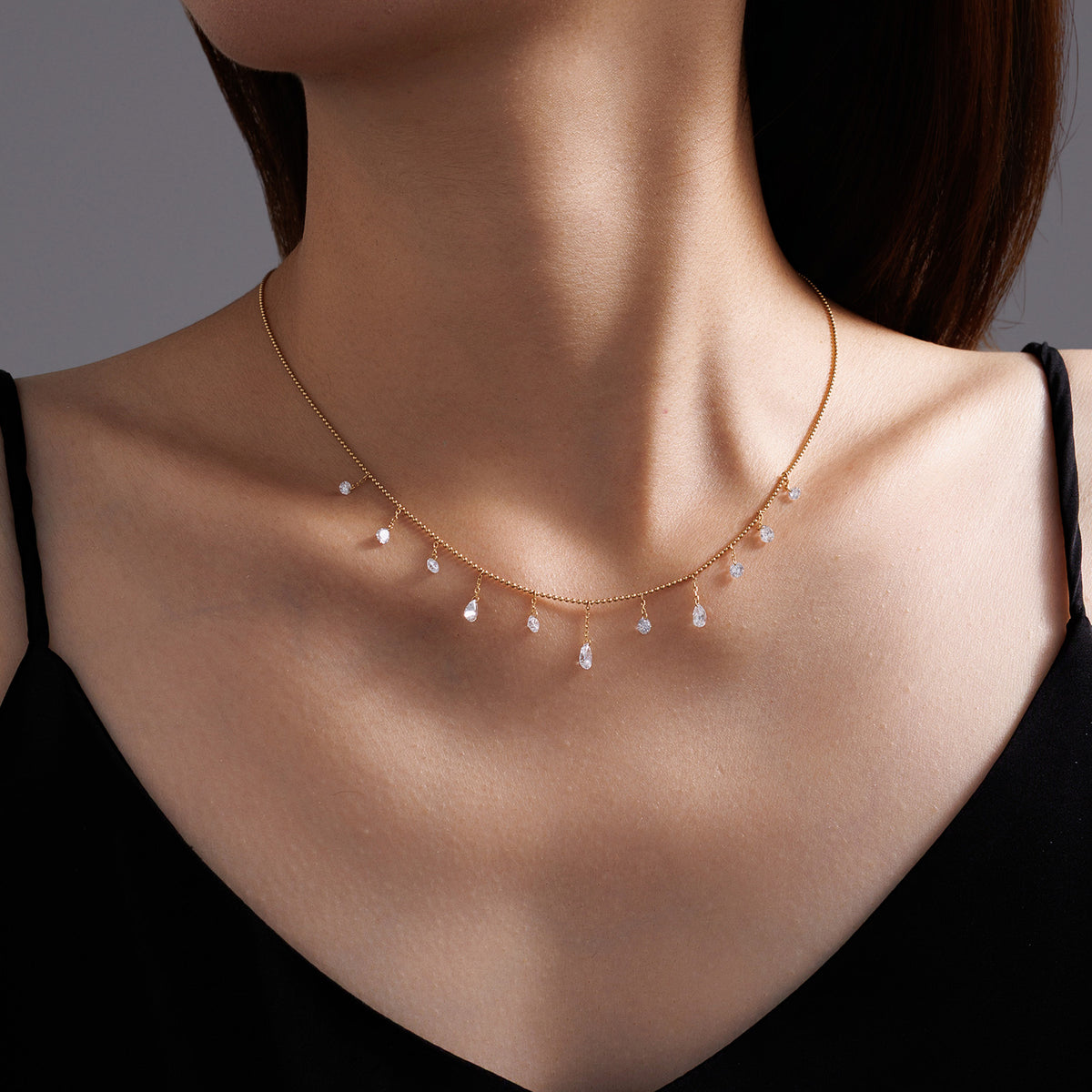 ⭐️1.65CT Lab-Diamond Dangling Station Necklace 18K