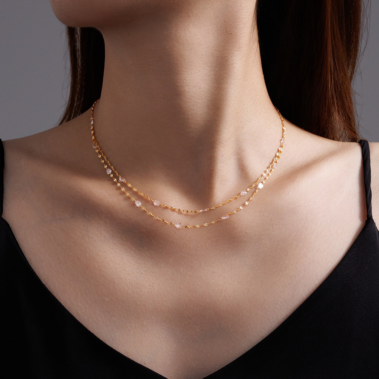 1.21CT Lab Grown Diamond Station Necklace 14K Yellow Gold