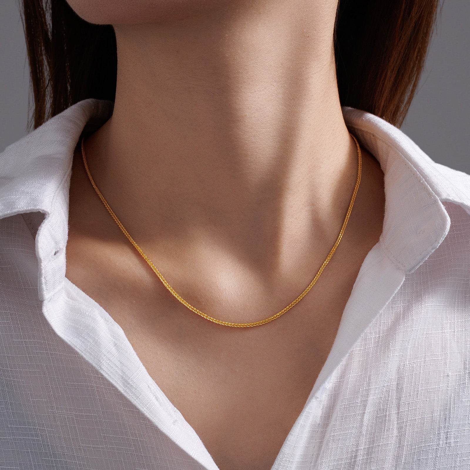 18K Solid Gold Chopin Chain Necklace