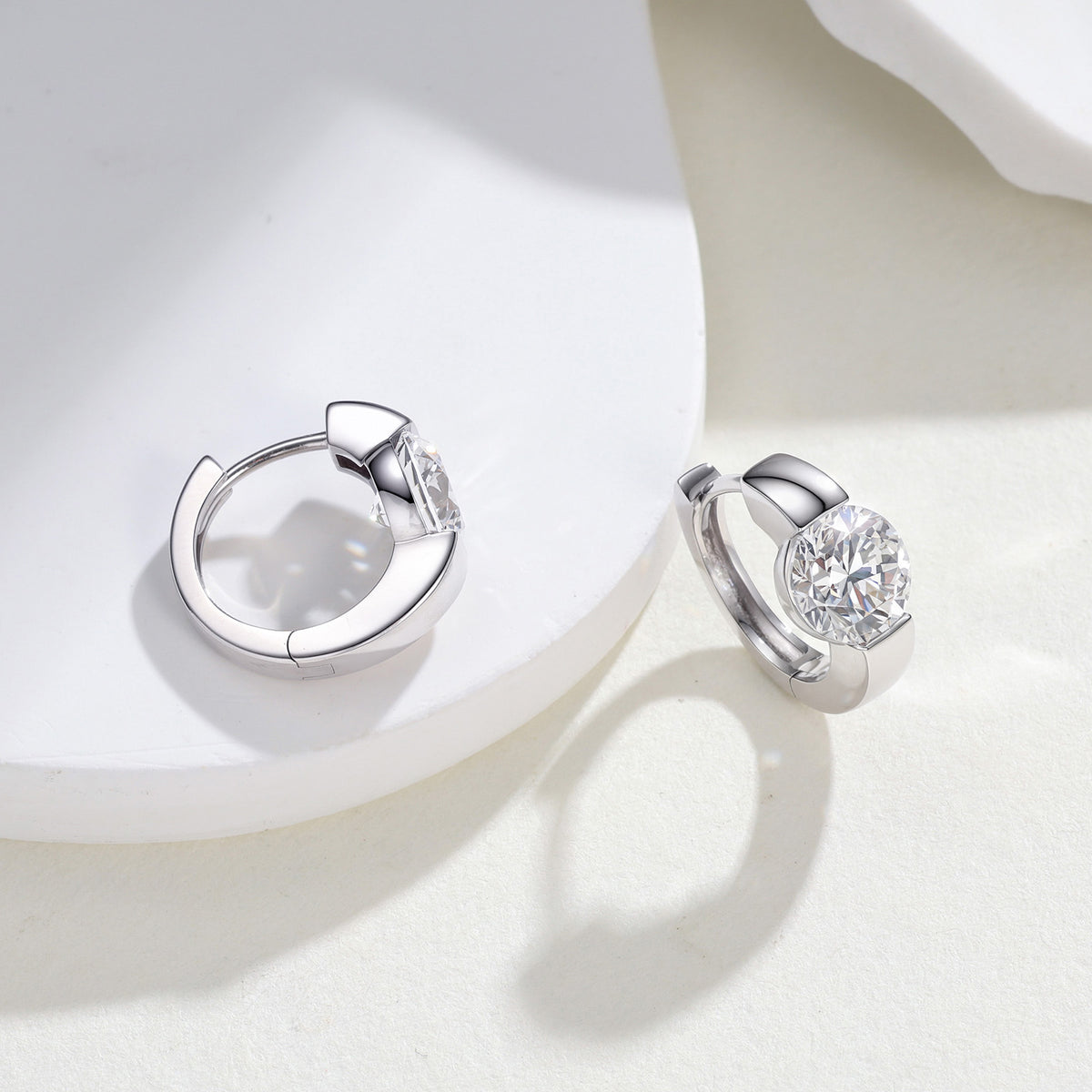 2CT Lab-Grown Diamond  Bezel Set Huggie Earrings in 18K