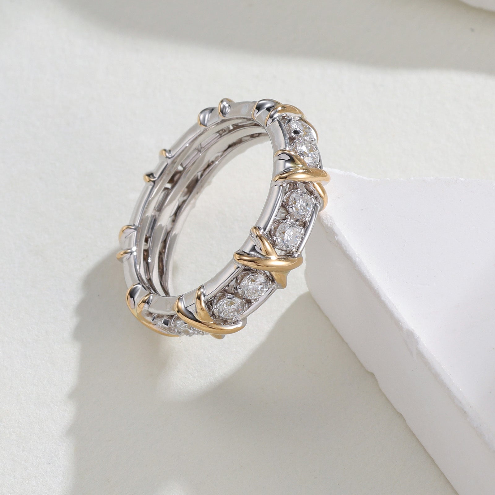 Two-Tone Crisscross Lab-Grown Diamond Band