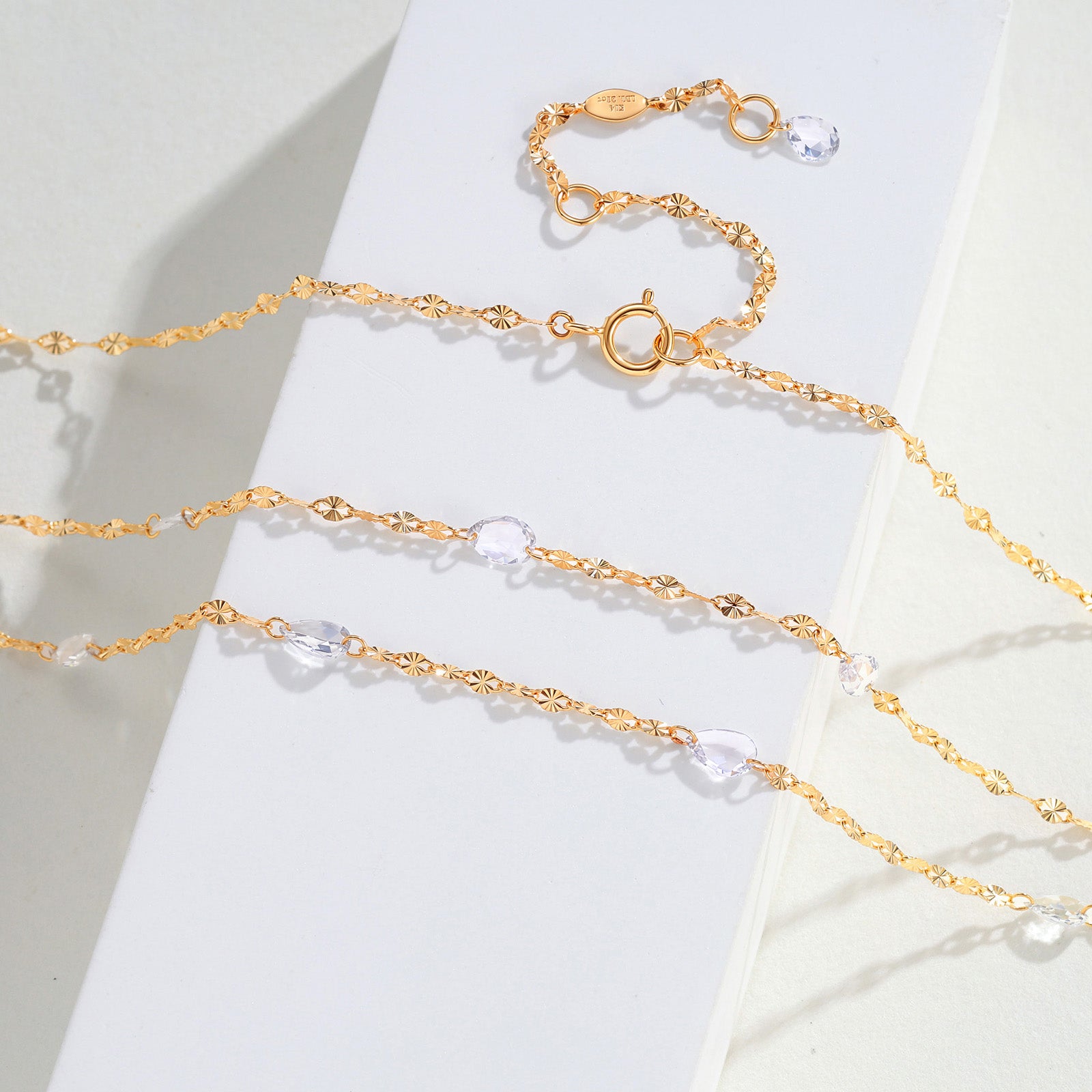 1.21CT Lab Grown Diamond Station Necklace 14K Yellow Gold