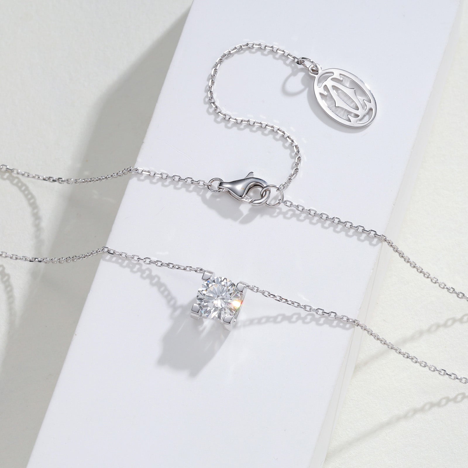 1CT Square-Set Lab-Grown Diamond Necklace