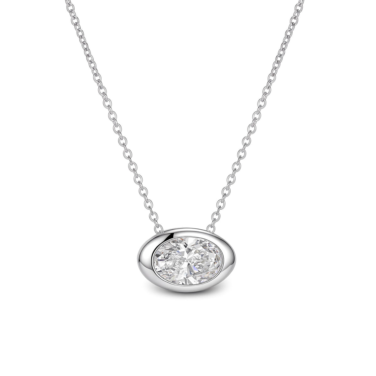 ⭐️Certified 1CT Lab-Diamond Oval Solitaire Necklace 18K Gold
