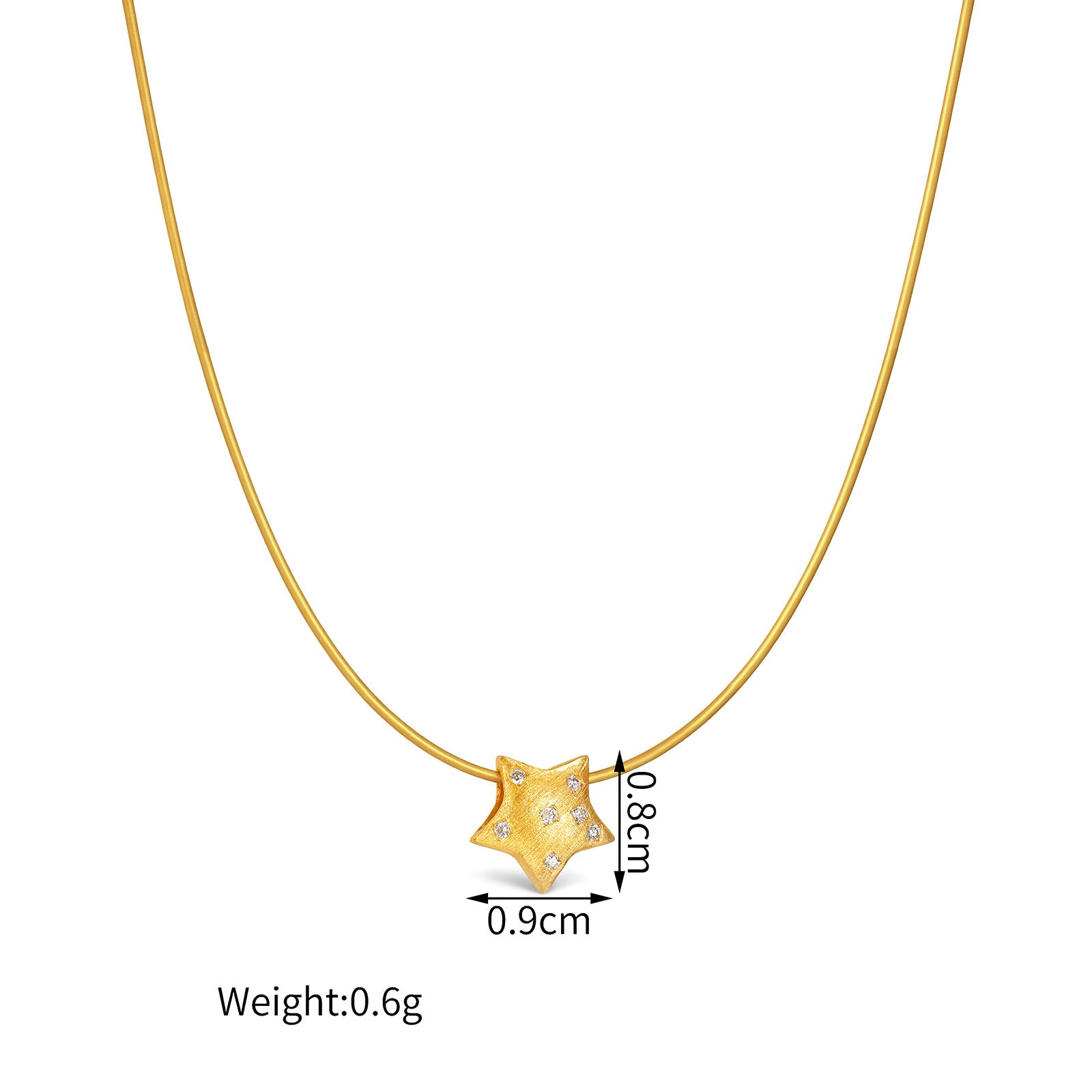 18K Solid Gold  Textured Star Diamond Pendant Charm