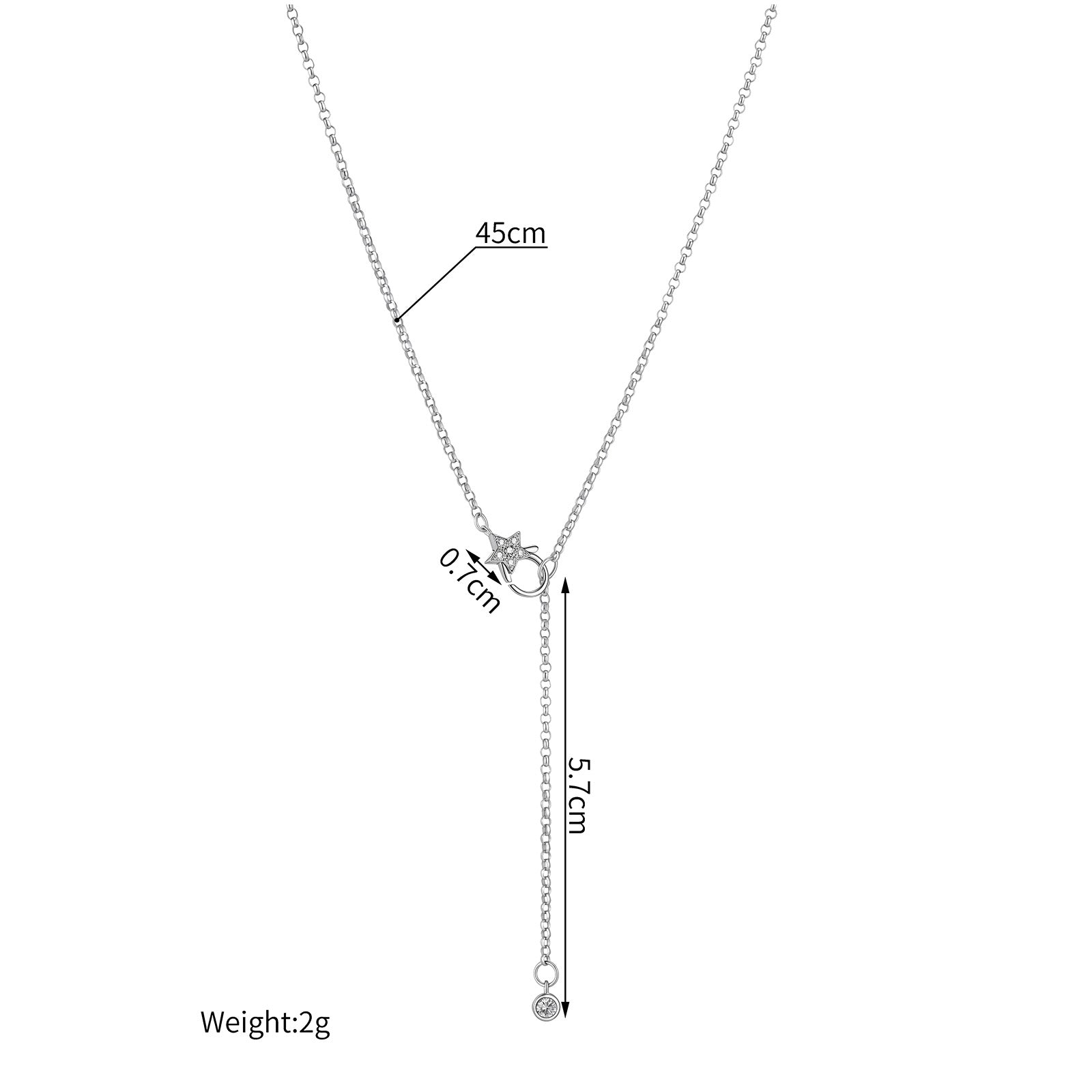 Paperclip Lariat Necklace with Diamond Front Clasp in 18K Gold