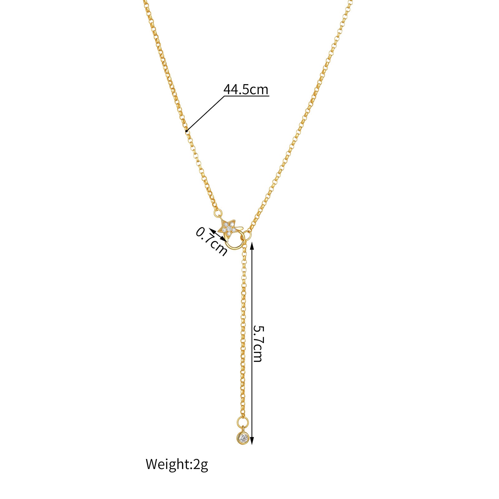 Paperclip Lariat Necklace with Diamond Front Clasp in 18K Gold