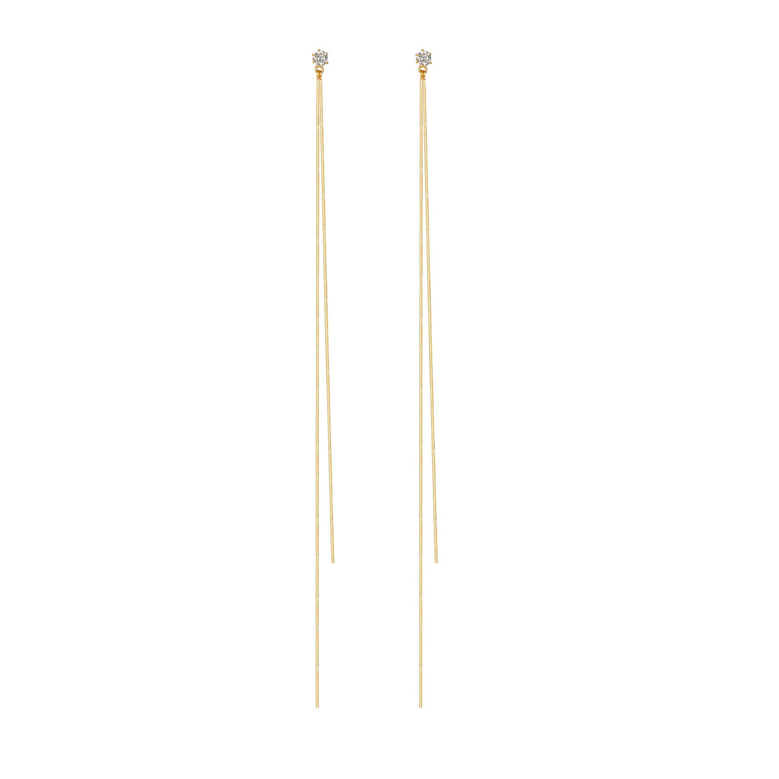 Snake Chain&Natural Diamond Earrings In 18K Yellow Gold