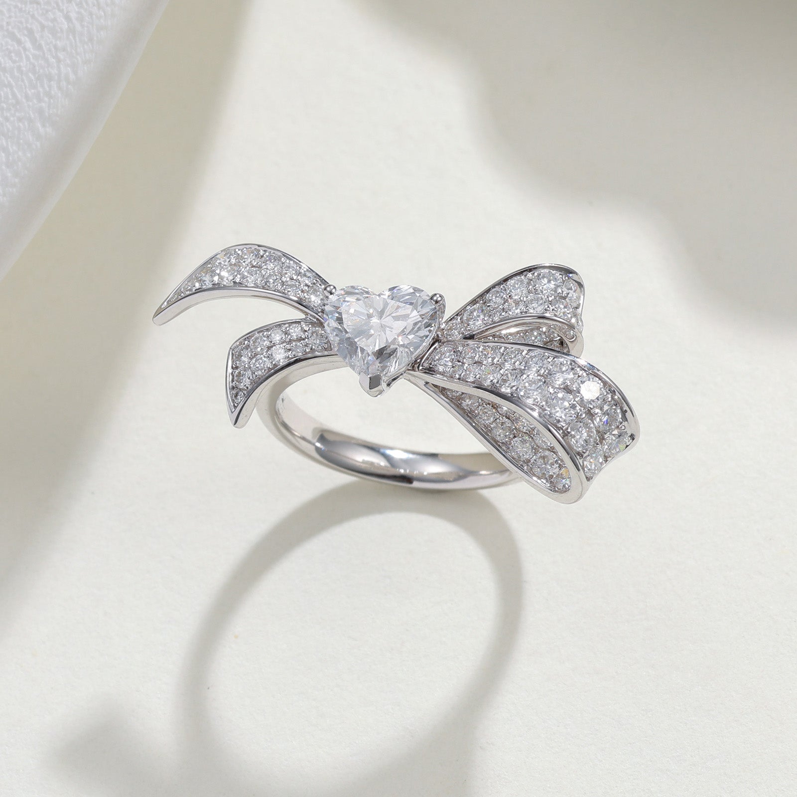 1.4CT Lab Grown Diamond Pavé Ribbon Heart Ring