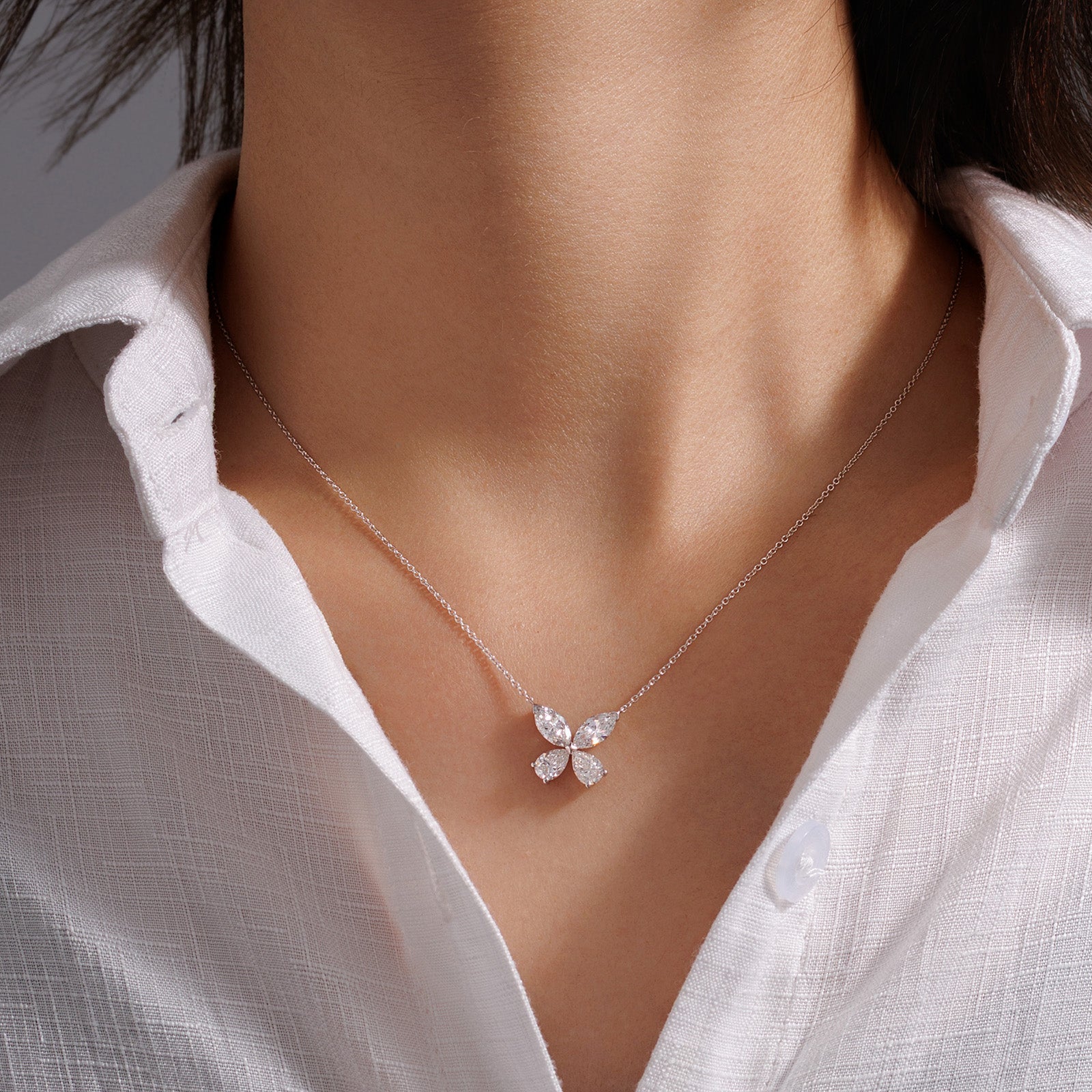 1.66CT Lab Grown Diamond Butterfly Necklace In 18K Gold
