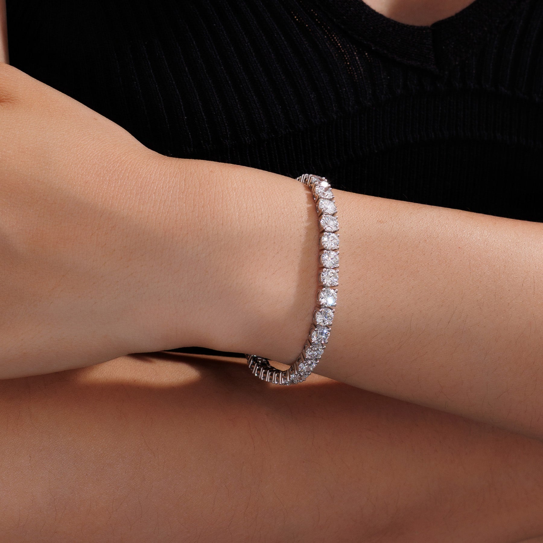 PT900 Platinum Lab-Grown Diamond Round Brilliant Tennis Bracelet (≈0.41ct/p)