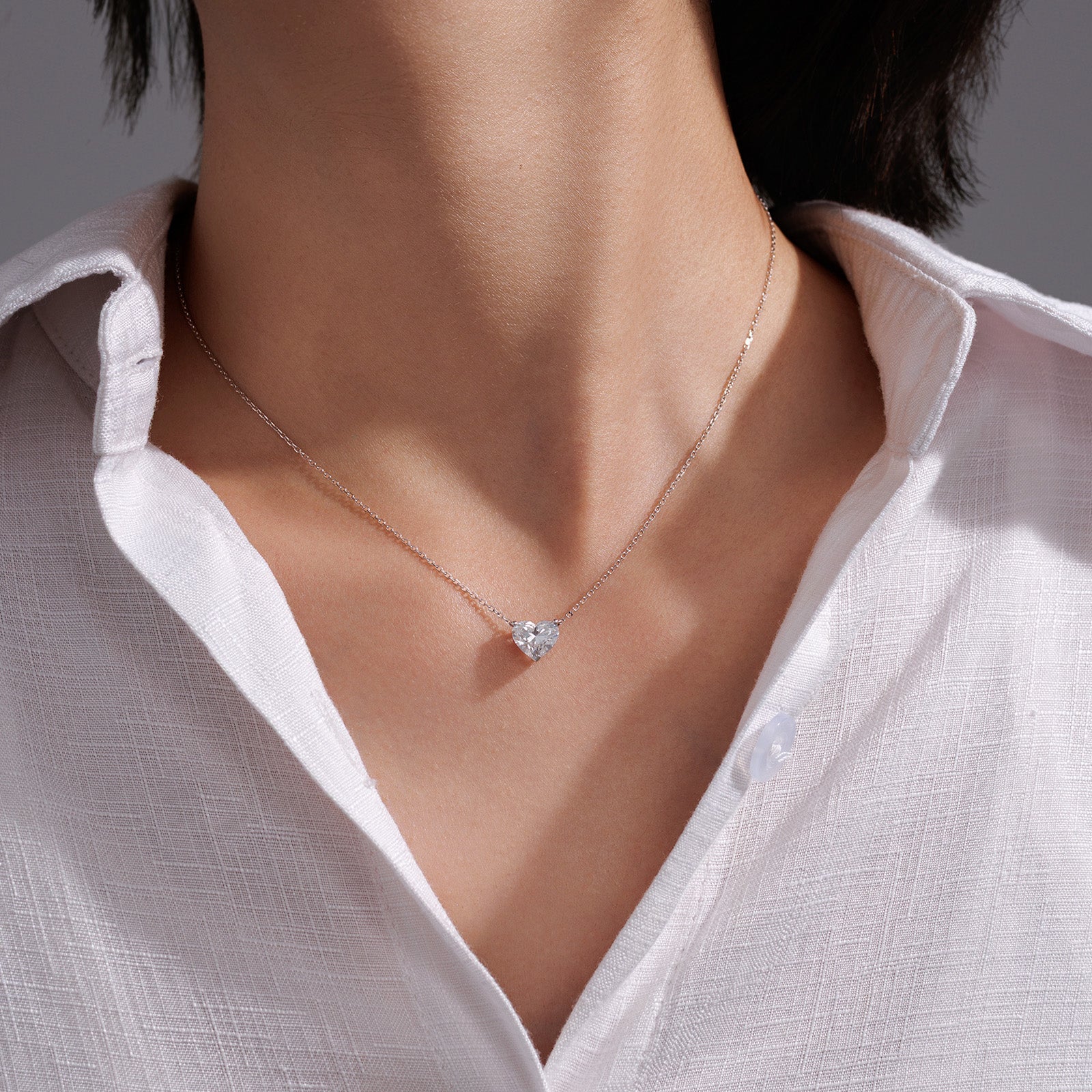 1.55ct Certified Lab Grown Diamond Heart‑Shaped Necklace in 14K