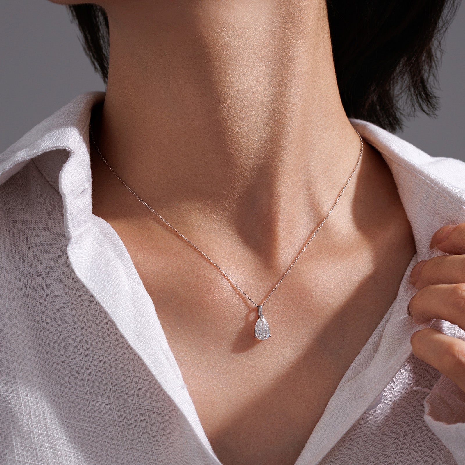 1.5ct Certified Lab Grown Diamond Pear‑Shaped Necklace in 14K