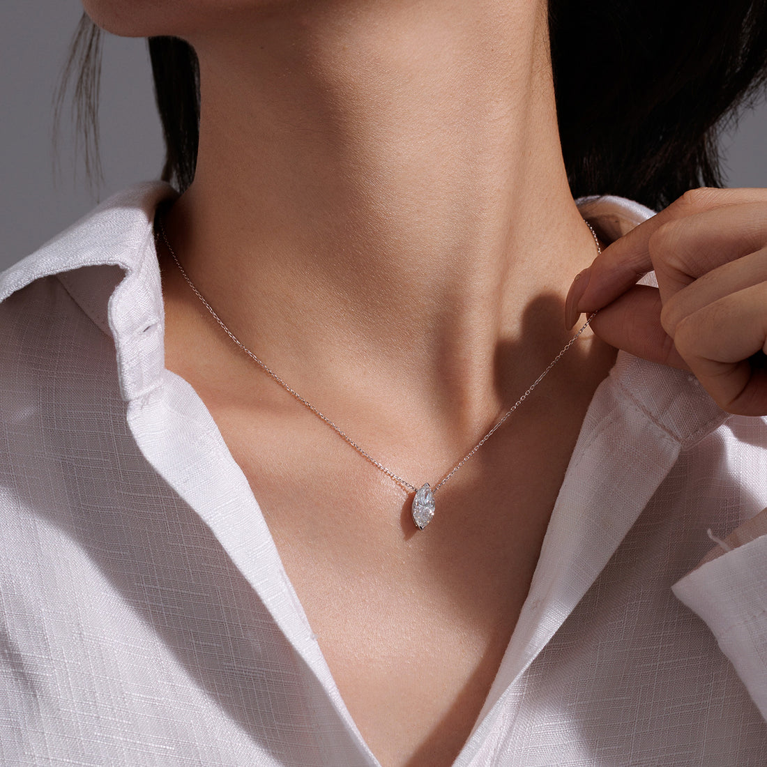 1.5ct Certified Lab Grown Diamond Marquise‑Shaped Necklace in 14K