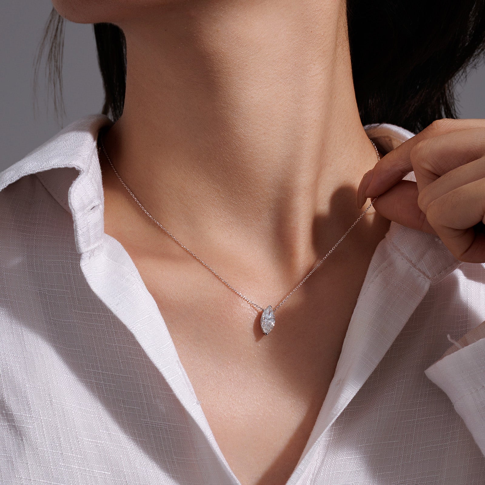 1.5ct Certified Lab Grown Diamond Marquise‑Shaped Necklace in 14K