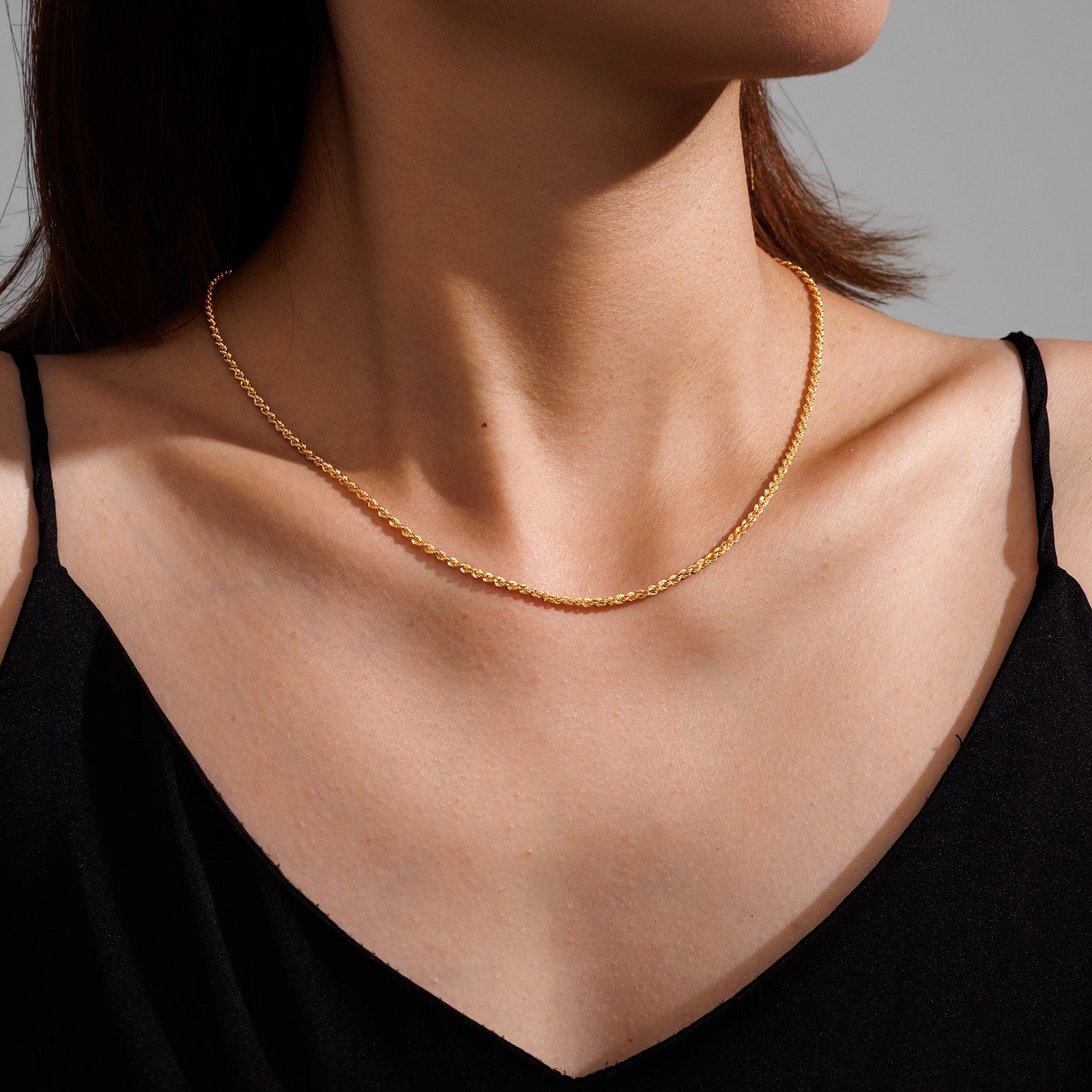 K18 Yellow Gold 2mm Twisted Rope Chain Necklace