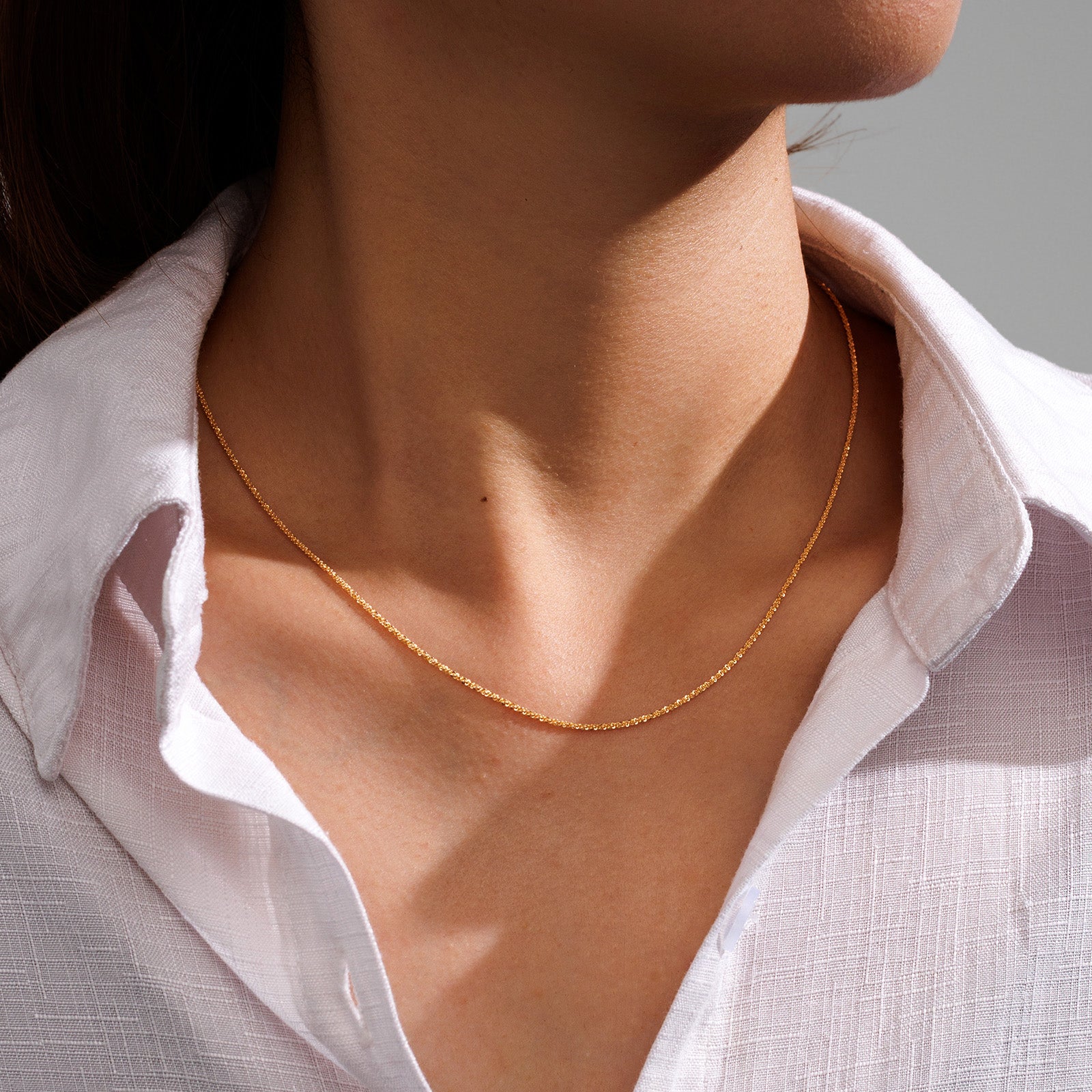 K18 Yellow Gold Diamond-Cut Woven Sequin Chain Necklace