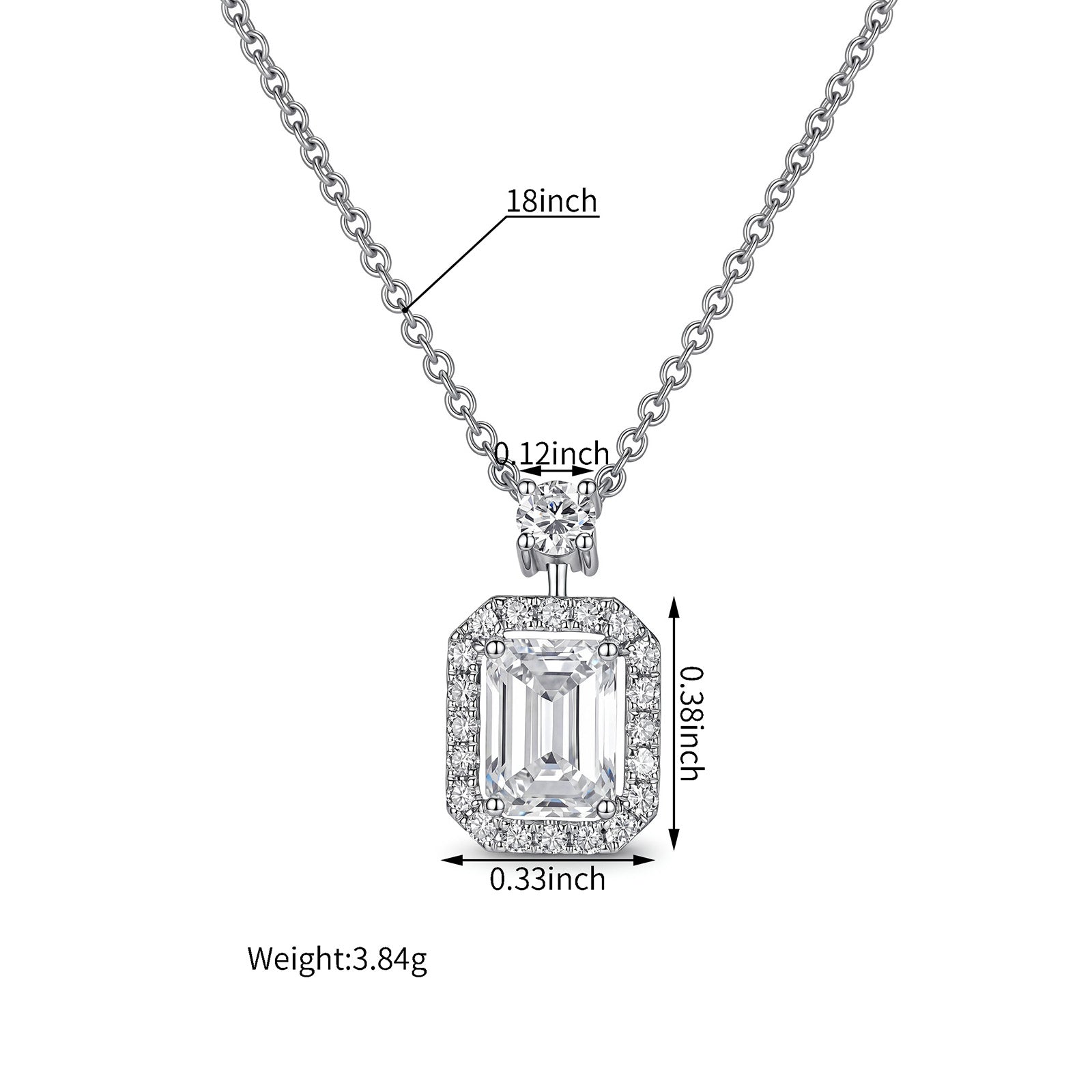 1.31ct Lab Grown Diamond Emerald‑Cut Halo Pendant Necklace in 18K