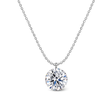 1.58ct-0.57ct Lab Grown Diamond Bezel‑Set Bubble Pendant Necklace in 18K(Model Wearing 1.58ct)