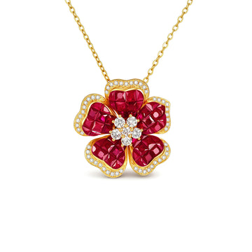 Ruby Blossom Diamond Necklace (Pendan only)