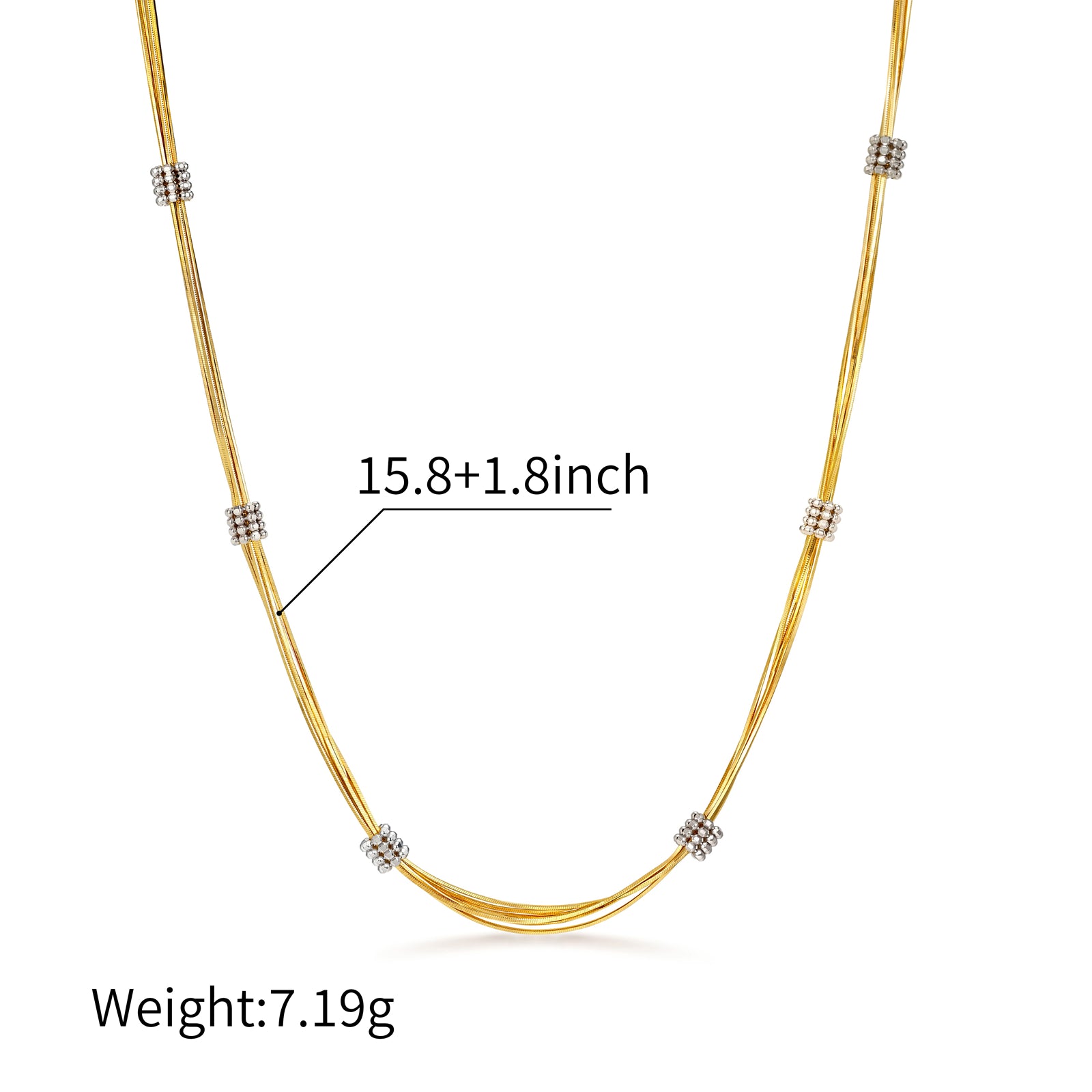 18K Yellow Gold Tassel Snake Chain Station Necklace