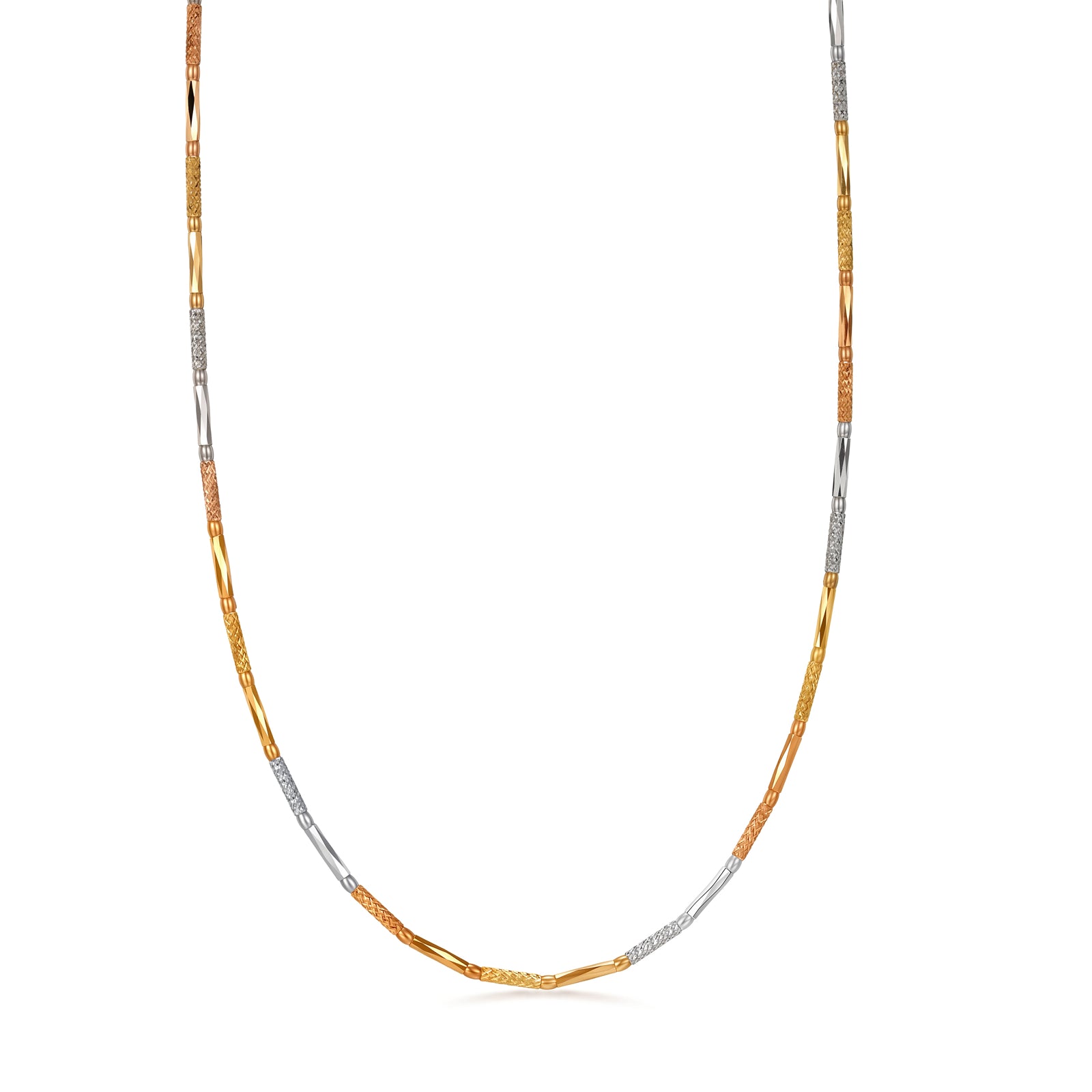 18K Three-Tone Gold Bar Station Necklace