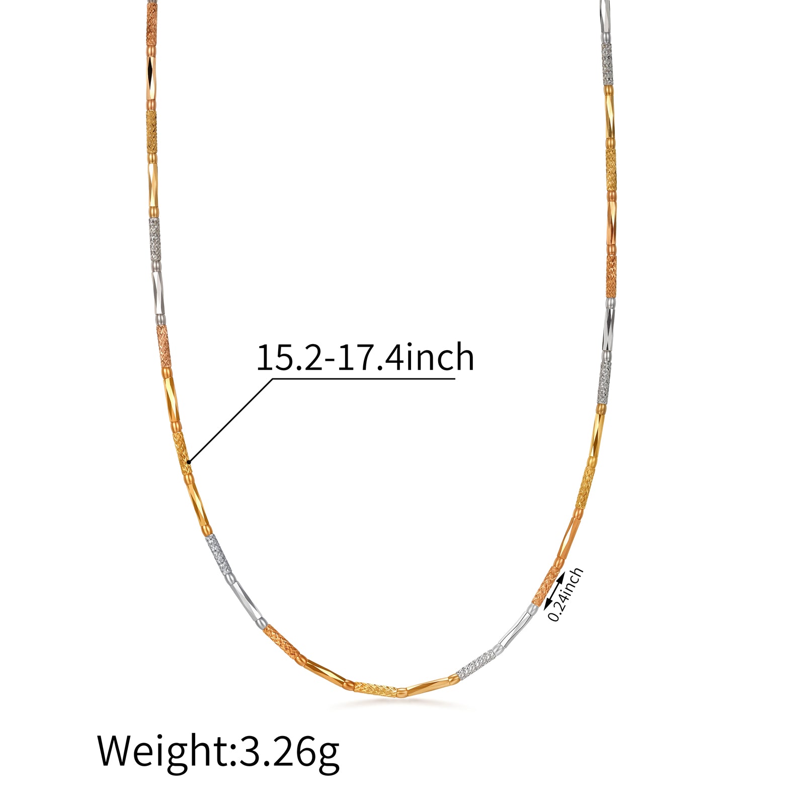 18K Three-Tone Gold Bar Station Necklace