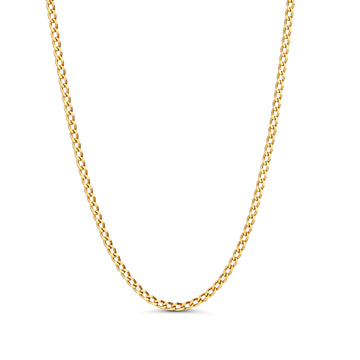 18K Solid Gold Curb Chain Necklace（2mm）