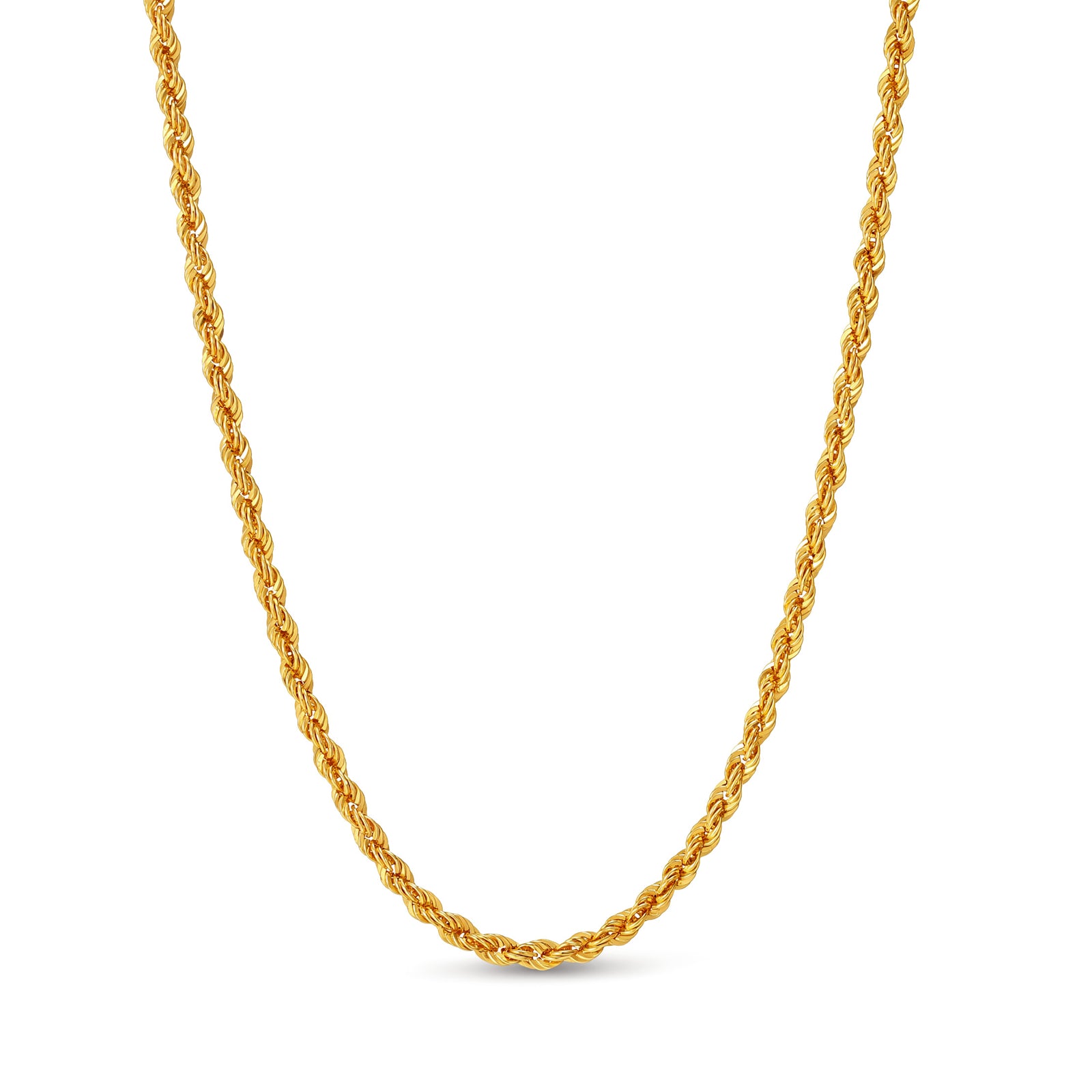 K18 Yellow Gold 2mm Twisted Rope Chain Necklace