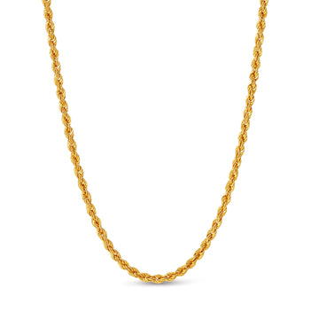 K18 Yellow Gold 2mm Twisted Rope Chain Necklace