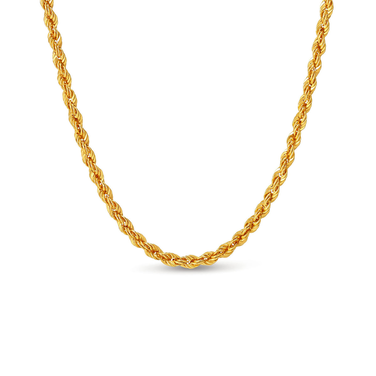 2mm 18K Yellow Gold Twisted Rope Chain Necklace| 17.72"/19.69"/23.62"