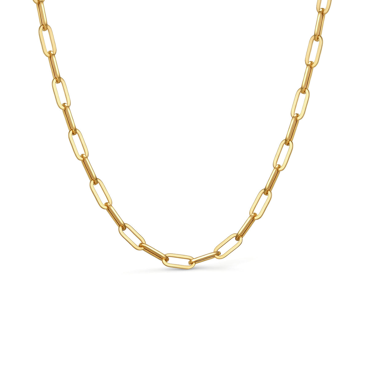 18K Yellow Gold Large Paperclip Link Chain Necklace | 17.7"