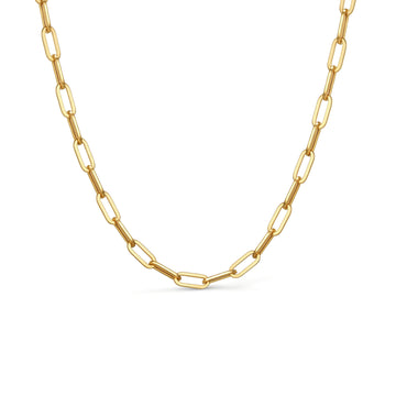 18K Yellow Gold Large Paperclip Link Chain Necklace | 17.7"