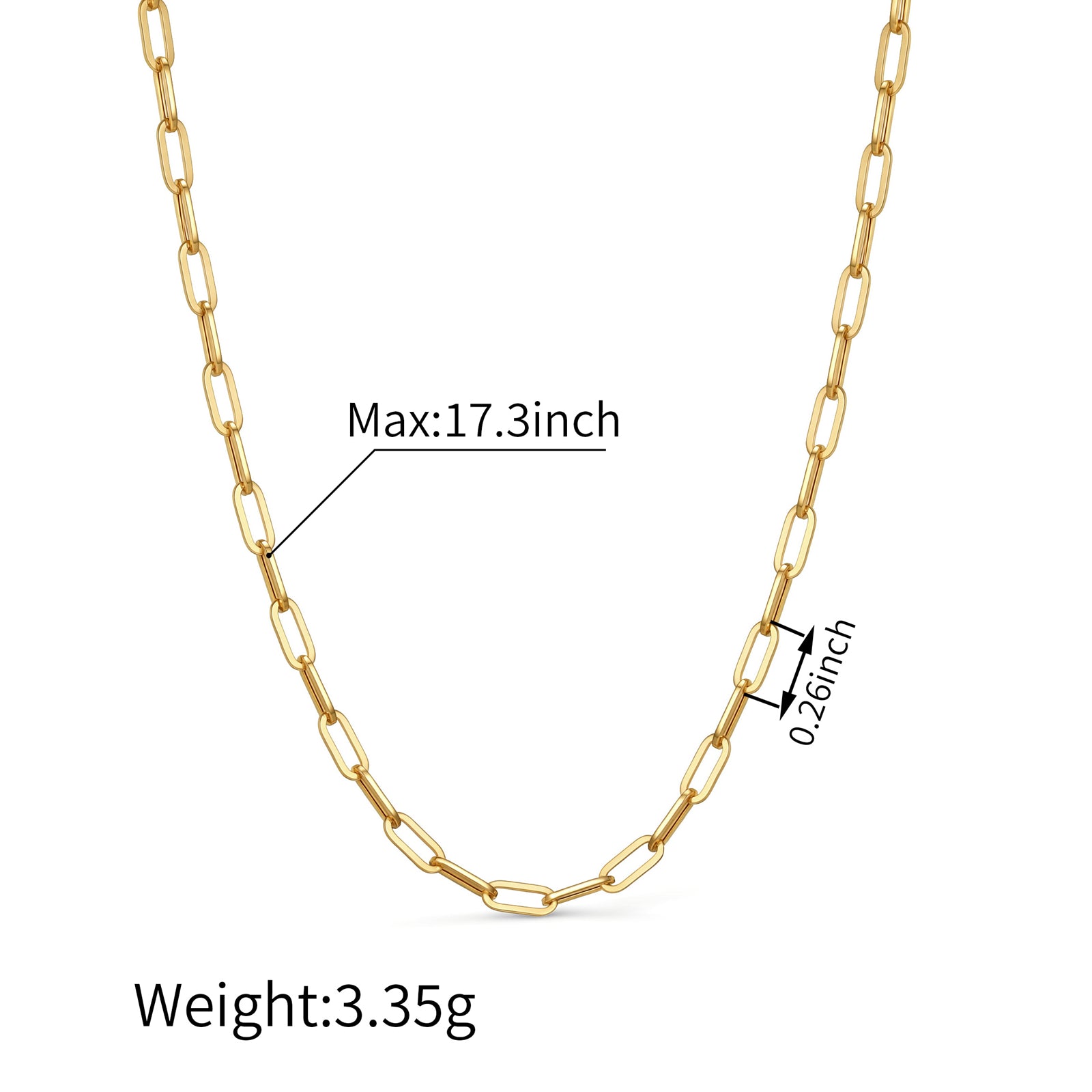 18K Solid Gold Paperclip Necklace