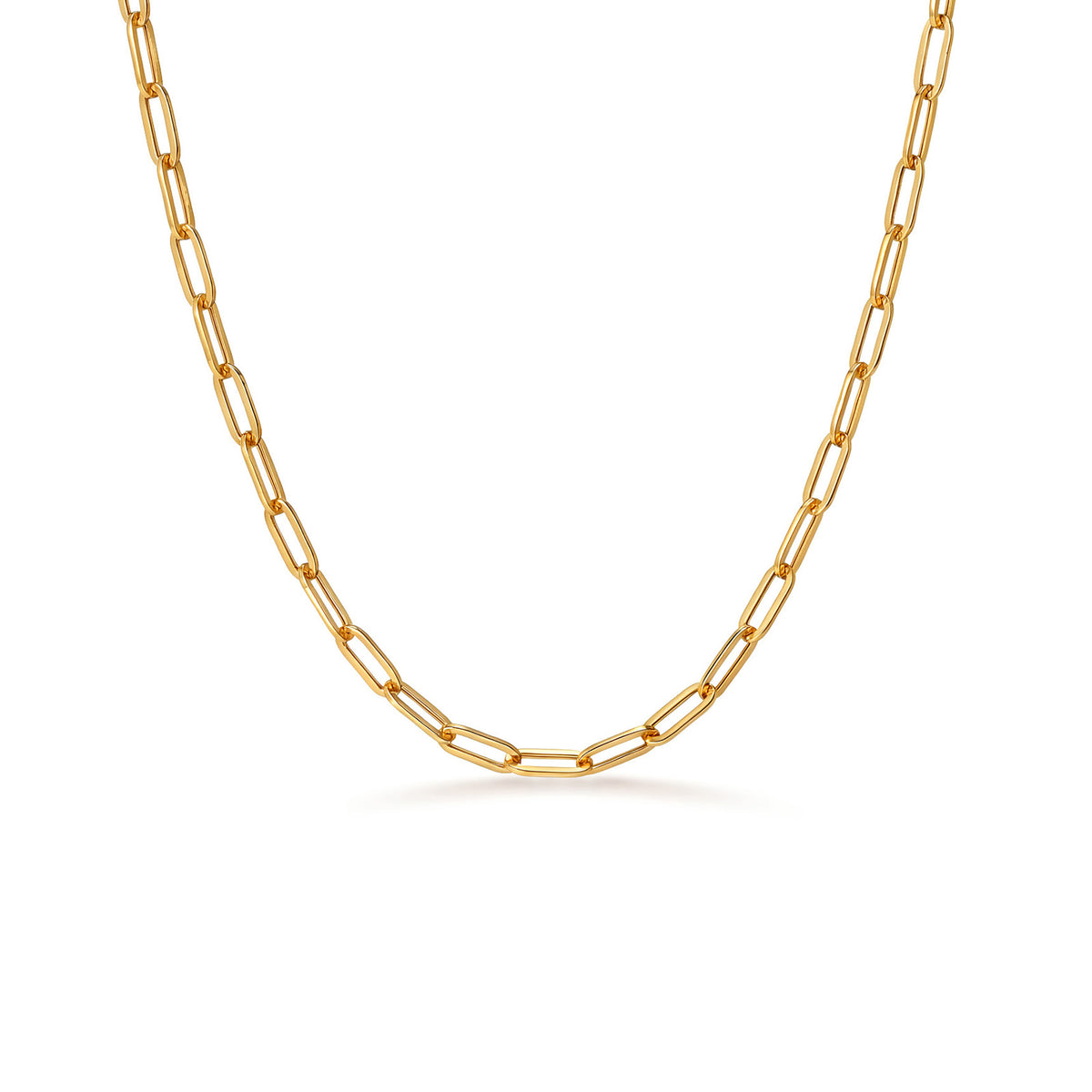 18K Yellow Gold Small Paperclip Link Chain Necklace | 17.4"