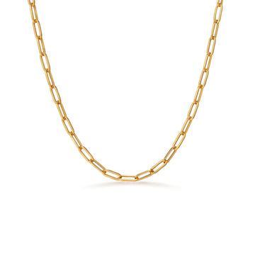 18K Yellow Gold Small Paperclip Link Chain Necklace | 17.4"