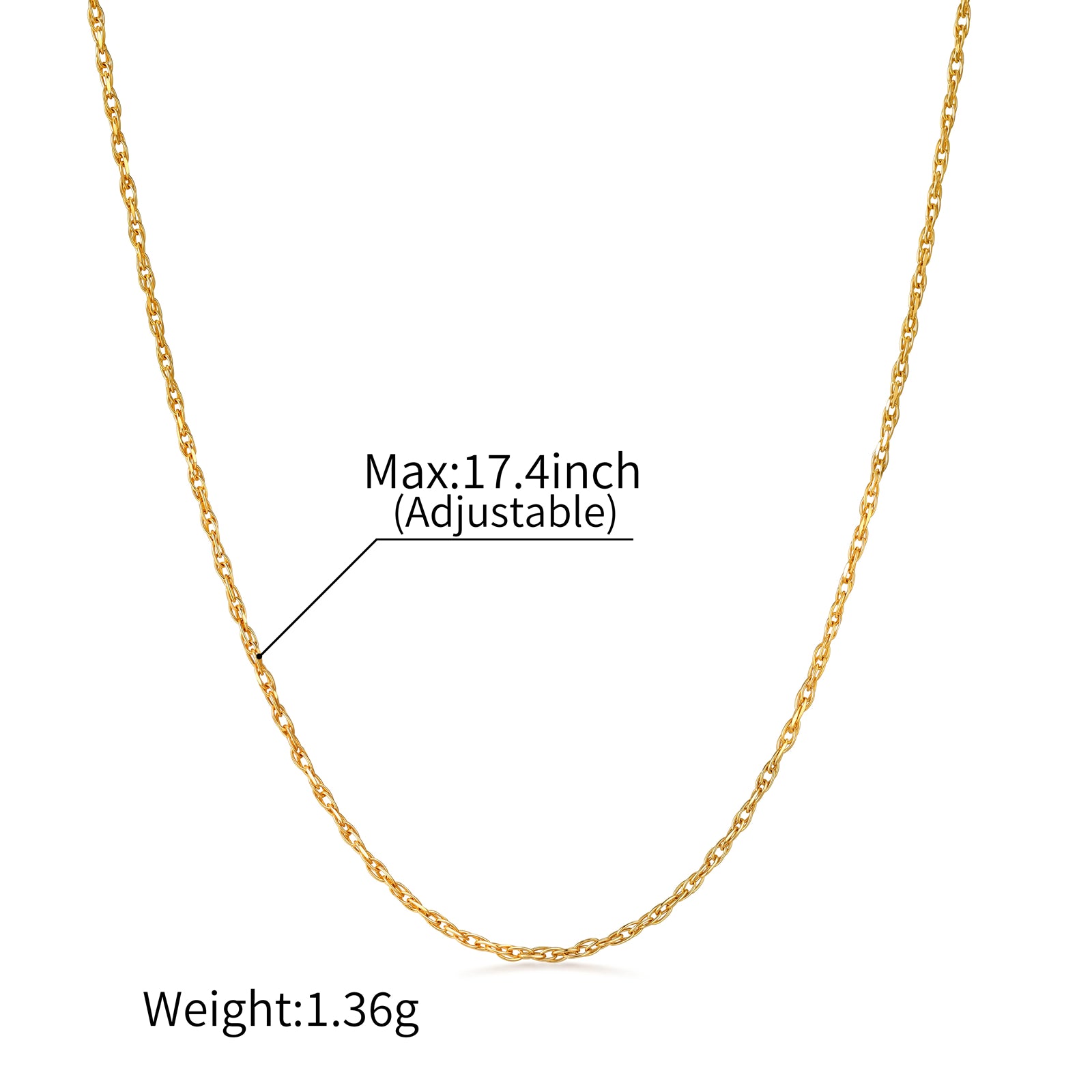 18K Solid Gold Twisted Chain Necklace (0.8mm)