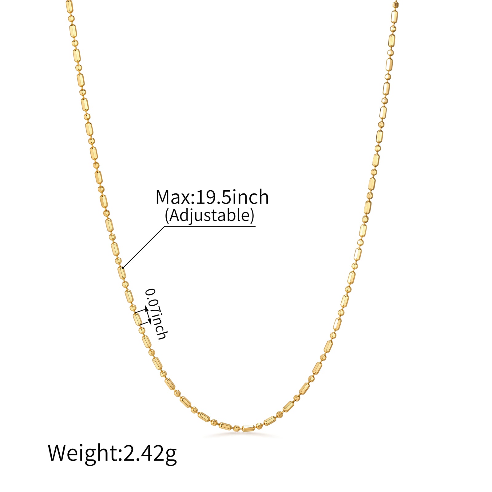 18K Solid Gold Station Bar chain  Necklace
