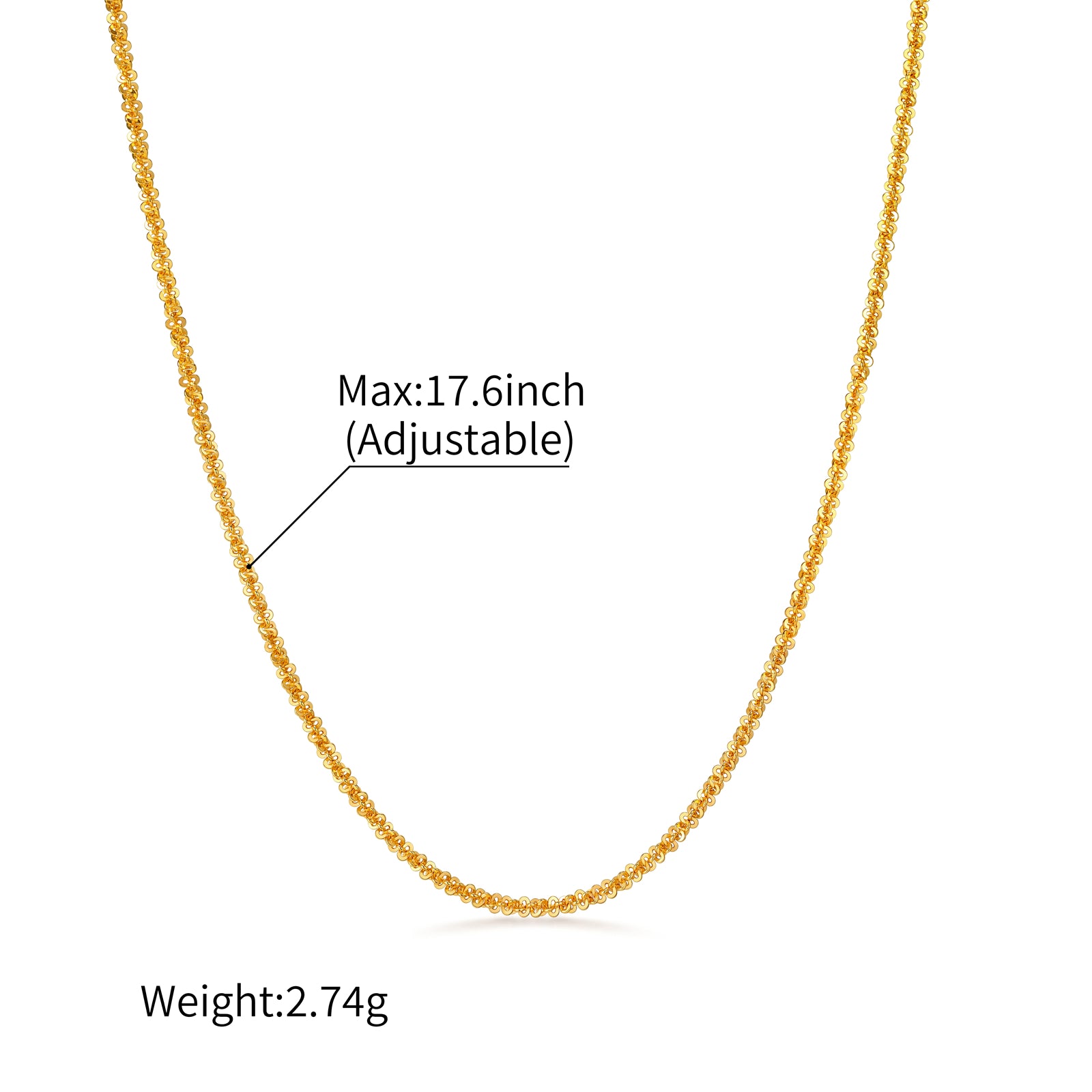 K18 Yellow Gold Diamond-Cut Woven Sequin Chain Necklace