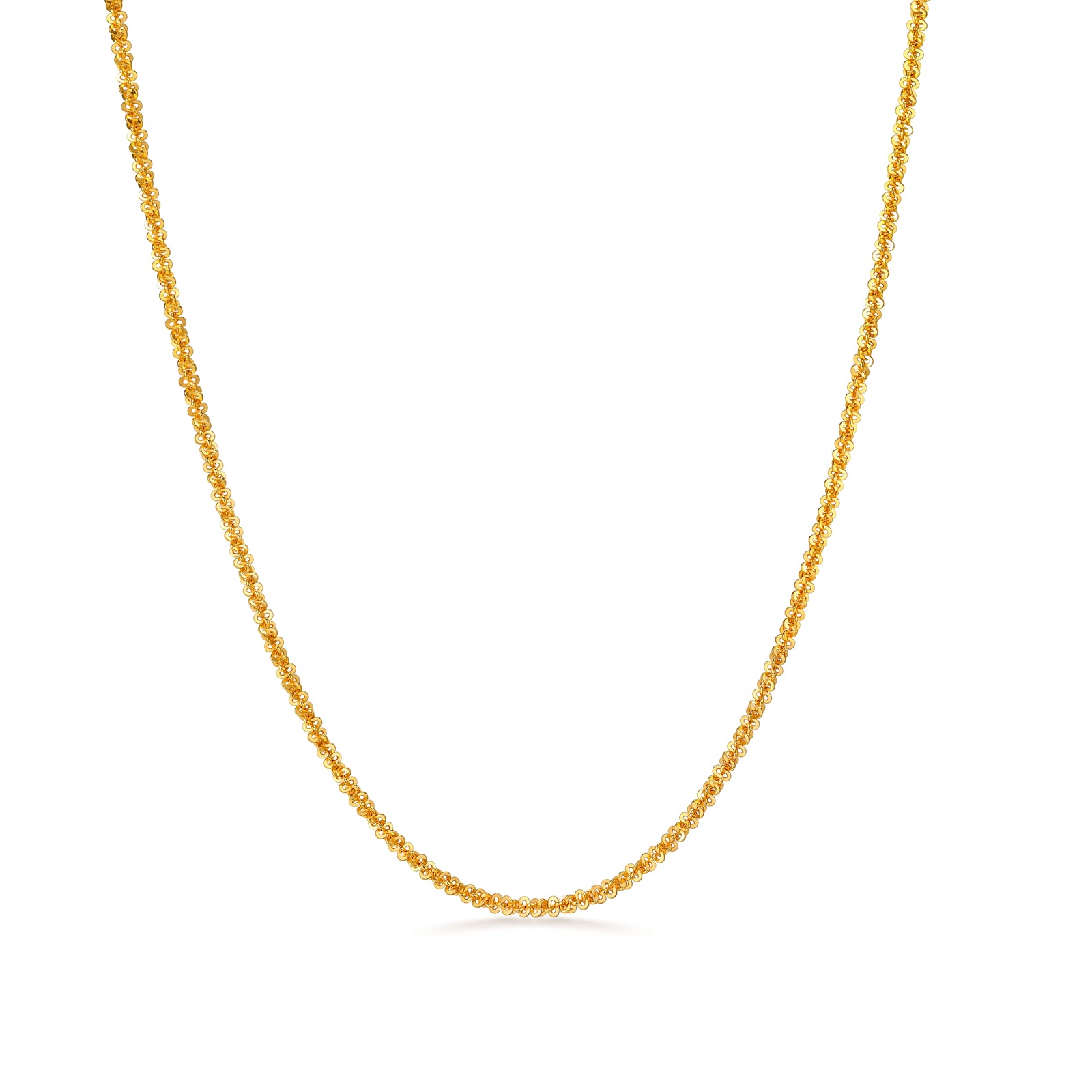K18 Yellow Gold Diamond-Cut Woven Sequin Chain Necklace