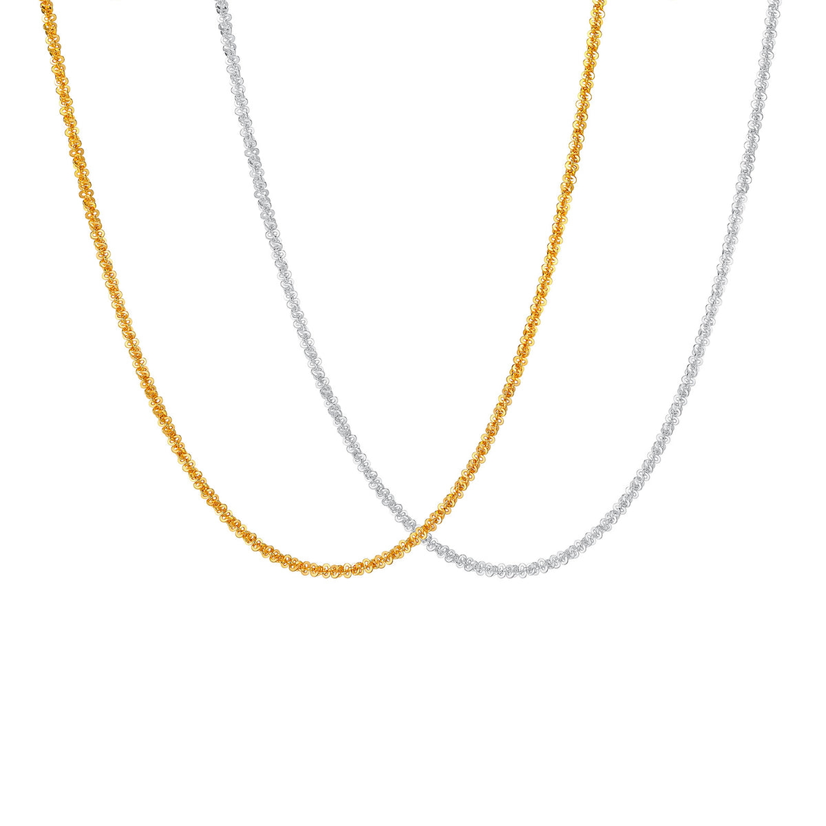 0.8mm 18K Diamond-Cut Woven Sequin Chain Necklace | 17.7"